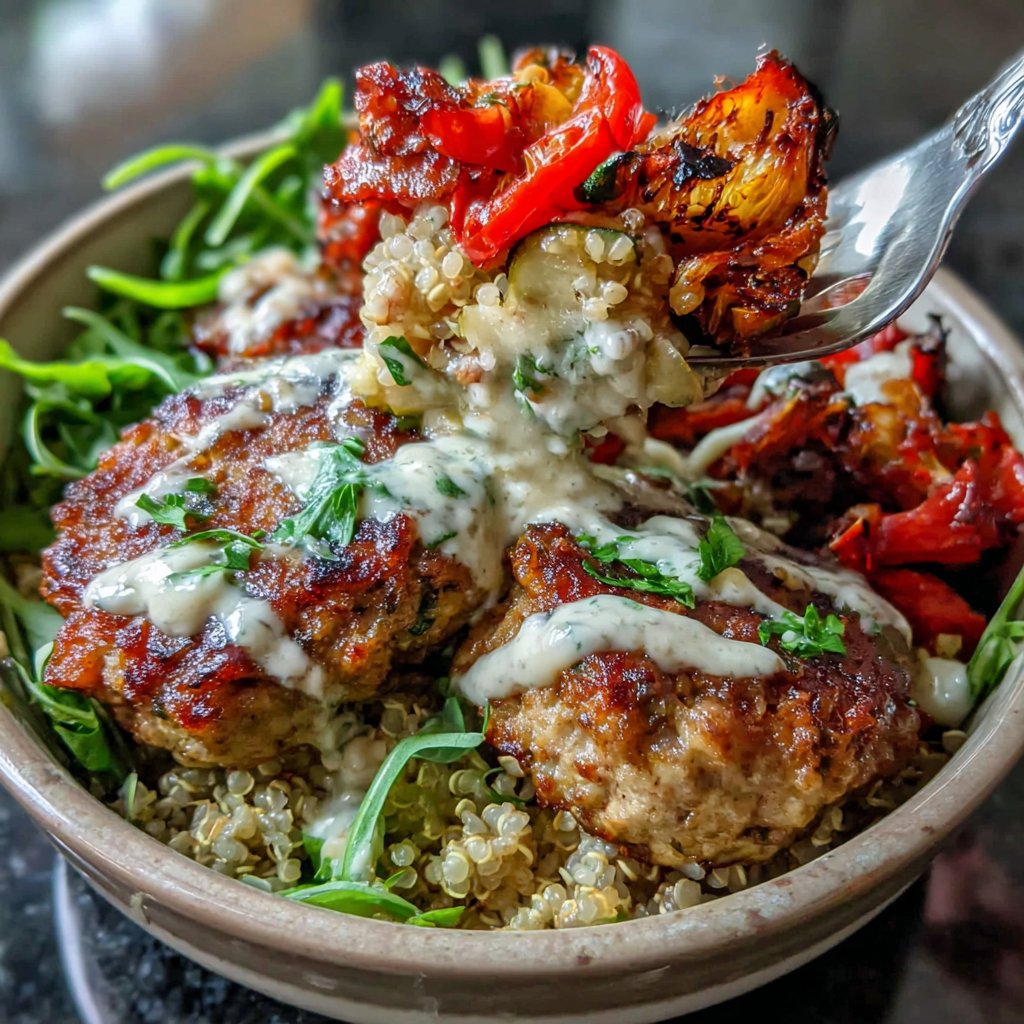 Turkey Burger Bowls with Roasted Veggies