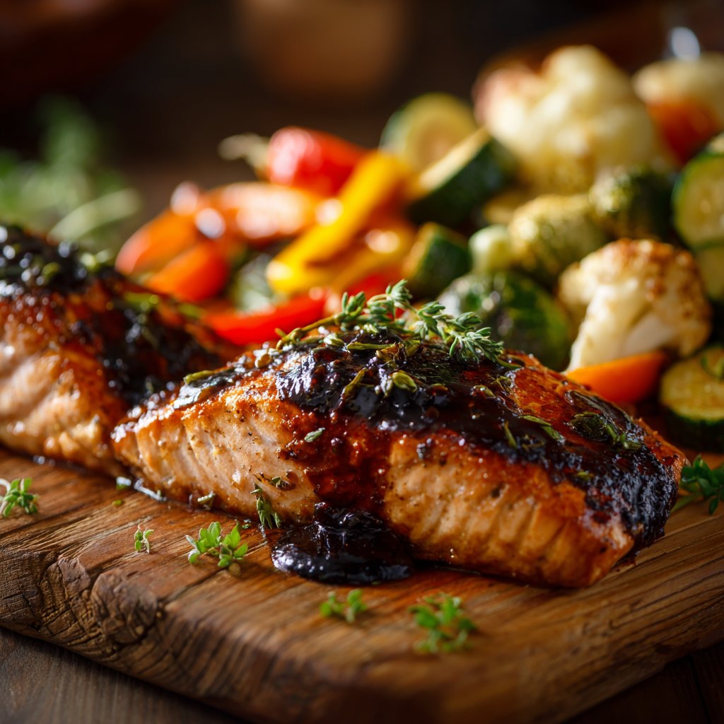 Balsamic Herb Salmon and Veggies